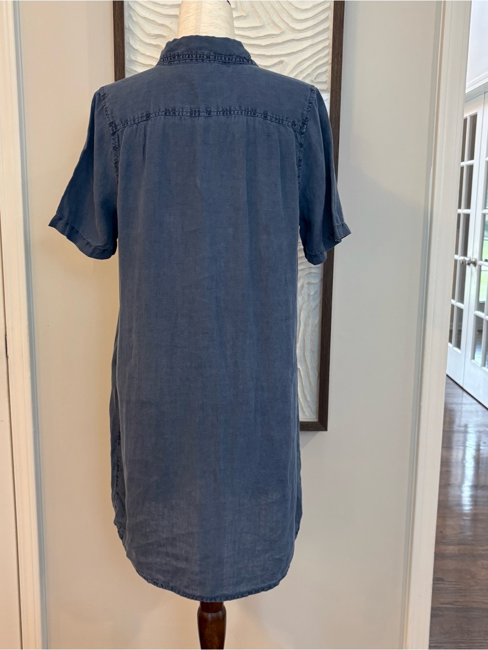 Sundance Short Button-Front Lightweight Linen Denim Blue Dress - Picture 5 of 5